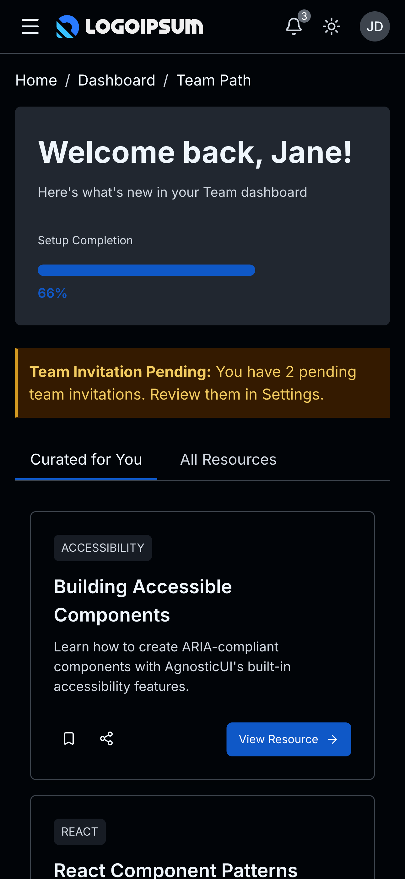 Mobile dark mode layout