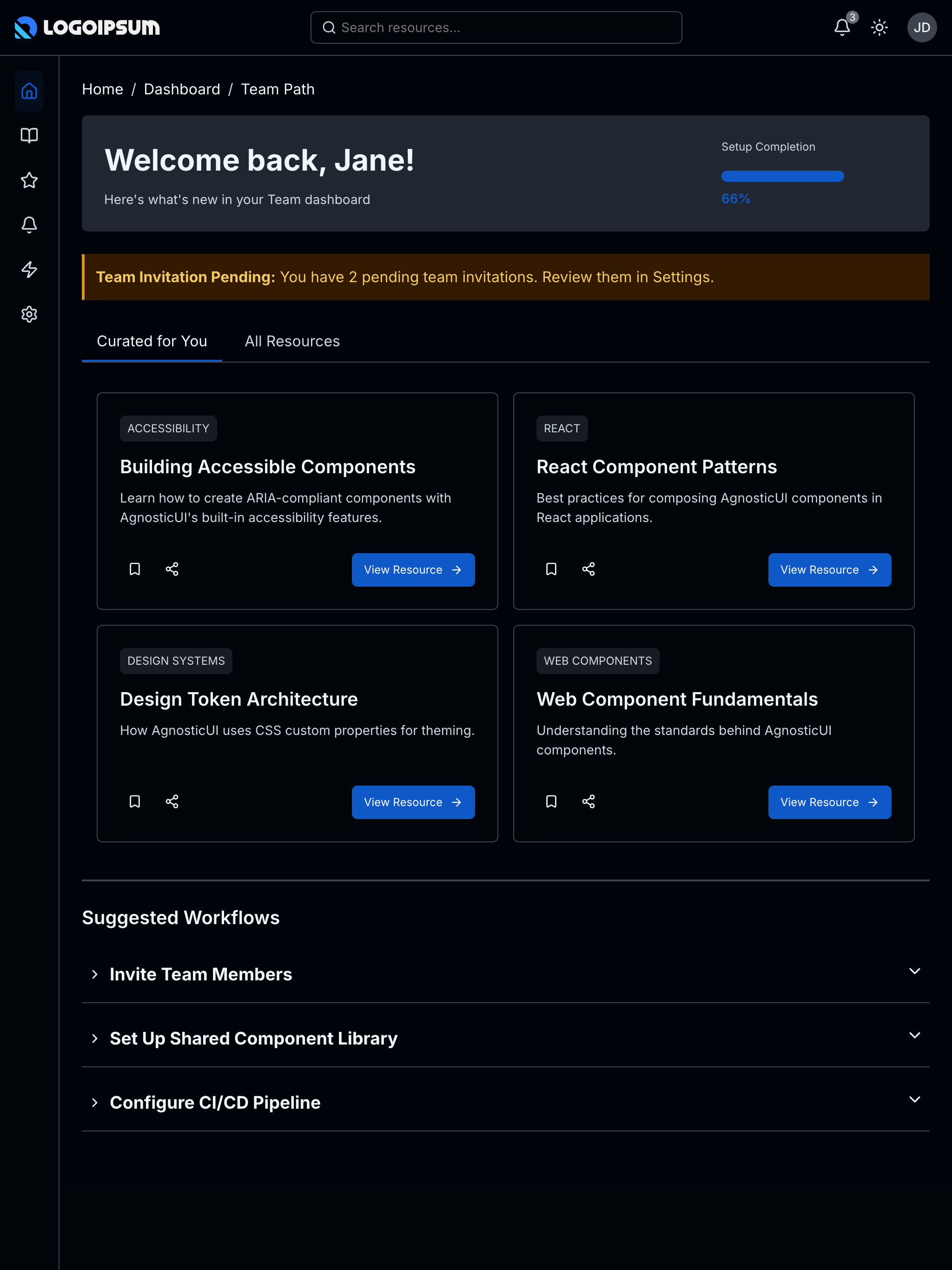 Tablet dark mode layout