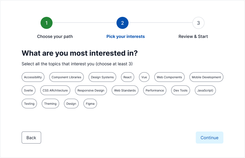 Desktop Step 2a - Select interests