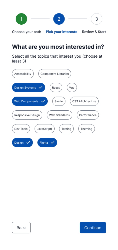 Mobile Step 2b - Select frequency