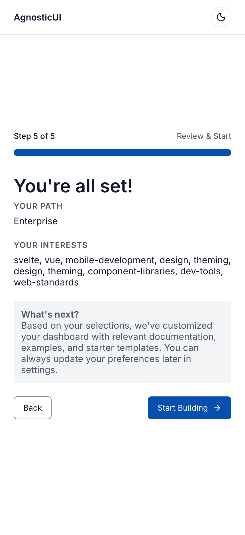 Mobile - Review & Start