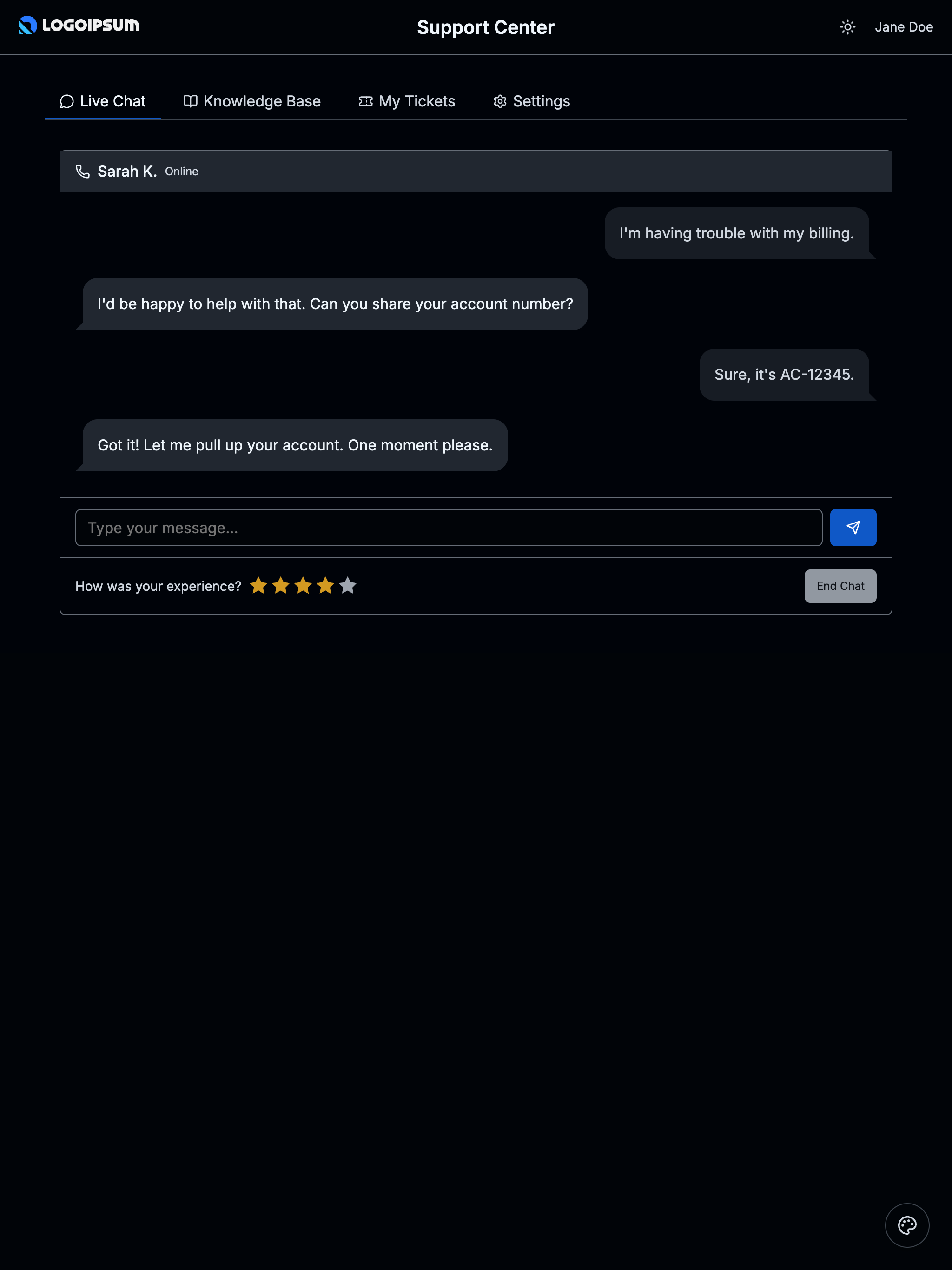 Tablet dark mode layout